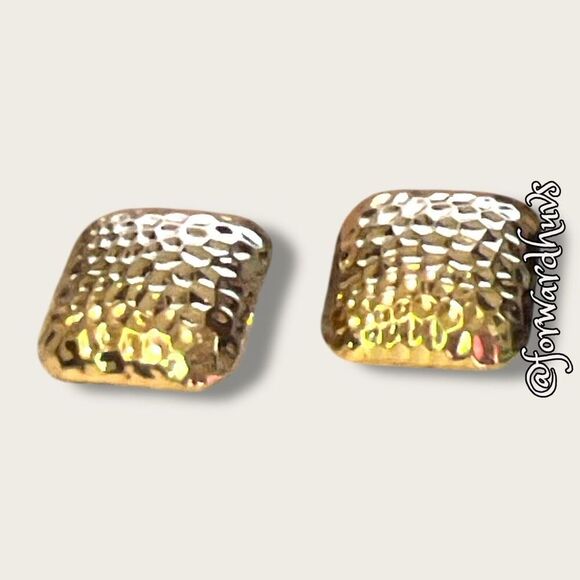 Bundle Sale 3 for $15 | Gold-Tone Textured Square Clip-On Earrings - Picture 1 of 8